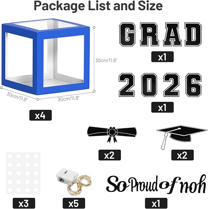 2026 Graduation Party Decorations, HYMENEX Set of 4 Graduation Boxes - Image 2