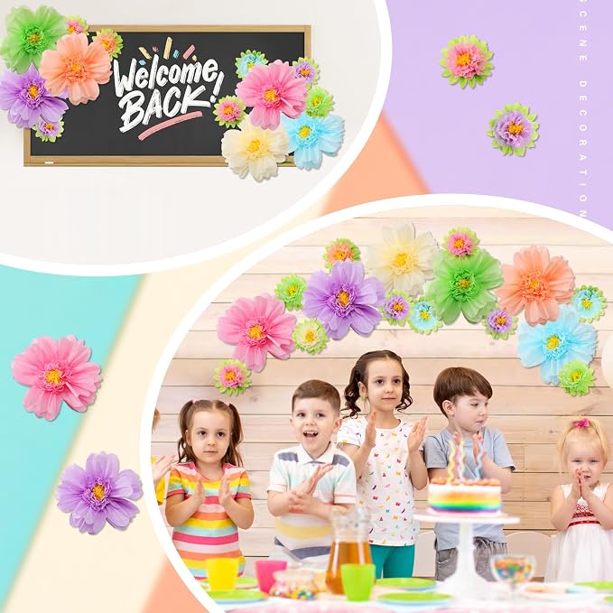 TaoBary Large Colorful Tissue Paper Flowers Giant Fiesta Paper Pom Poms - Image 6