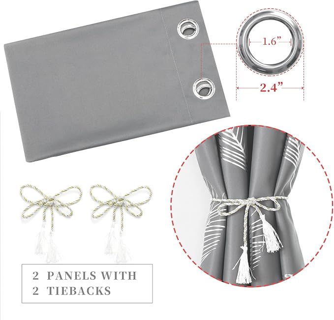 Silver Palm Tree Unique Design Pattern Blackout Curtains Energy Saving Curtains - Image 4