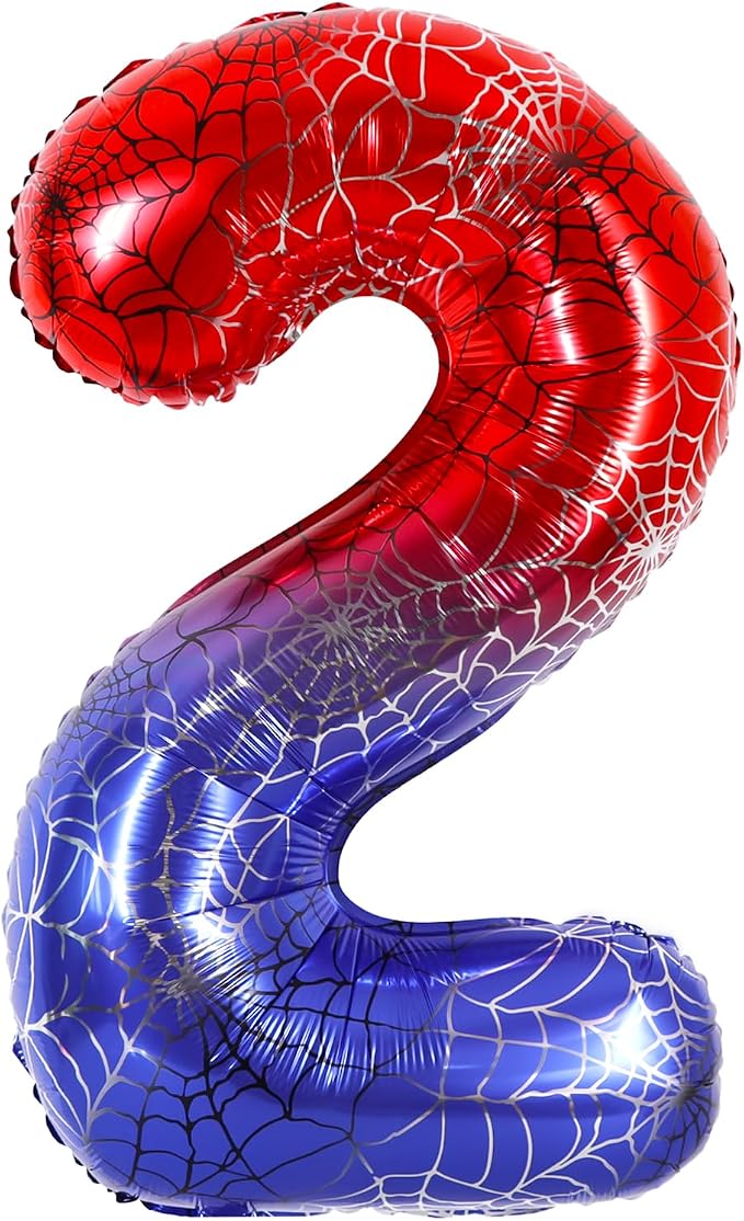 40 Inch Red Blue Number 2 Balloon by Vuzvuv