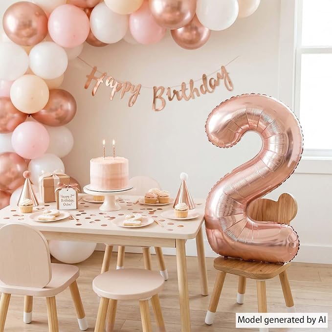 Rose Gold Number 2 Balloon 40 Inch, Blush Foil Duo - Image 7