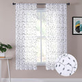 Tollpiz Leaves Short Sheer Curtains Grey Leaf Embroidery Bedroom Curtain Rod by Tollpiz