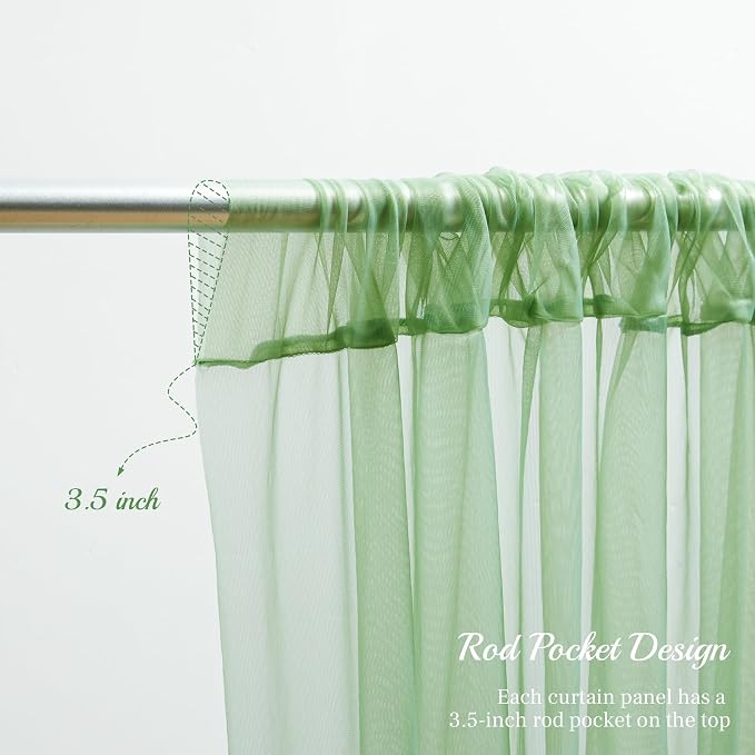 20x10ft Olive Green Tulle Backdrop Curtain - Image 2