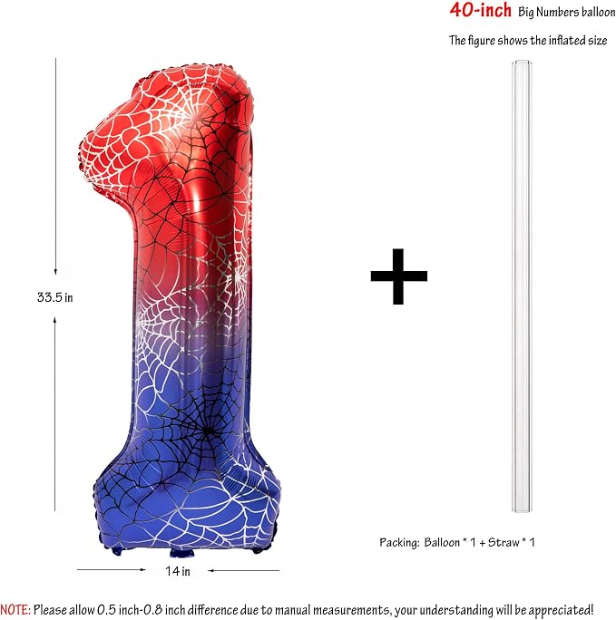 40 IN Red Blue Gradient Number 1 Balloon Large Digital 1 Foil Balloon | - Image 2