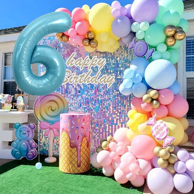 TONIFUL 40 Inch Light Blue Large Numbers Balloons 0-9, Number 6 Digital Helium - Image 3