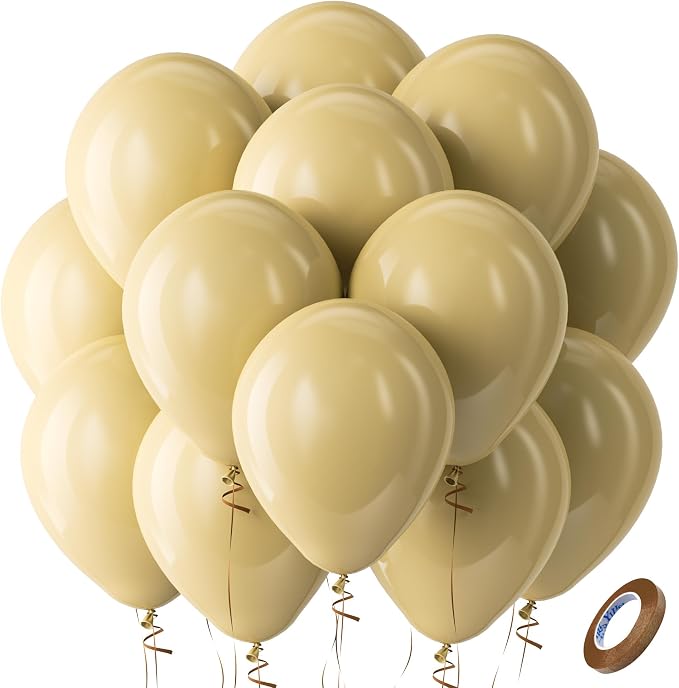 Bezente Tan Latex Boho Neutral Party Balloons 100 Pack 12 inch | Light Brown by Bezente