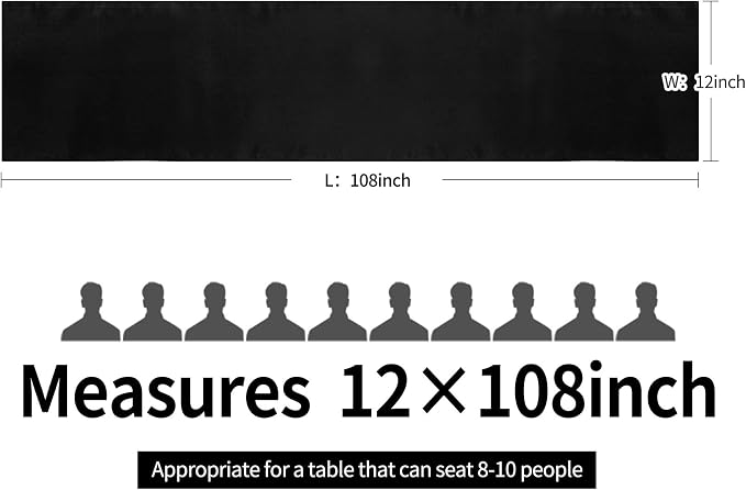 10-Pack Satin Table Runner Black 12 x 108 inches Long, Table Runners - Image 4