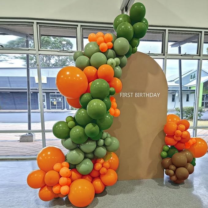 164 PCS Dinosaur Balloons Garland Green Orange Brown Balloons Arch Kit - Image 6