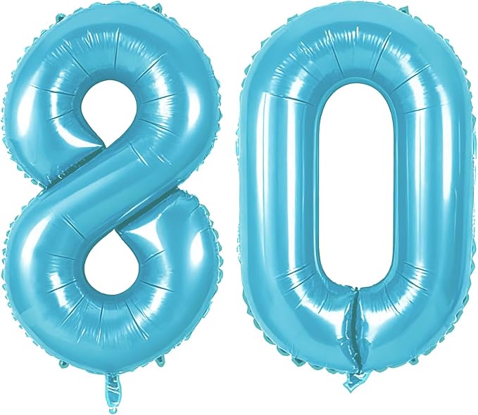 Number 80 Balloons for 80th Birthday Party Decorations, 0-100 Large No.80 by Joycard