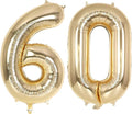 Champagne Gold Large Number 60 Balloon, 40 Inch Light Gold Foil Helium Number by AIQINHU