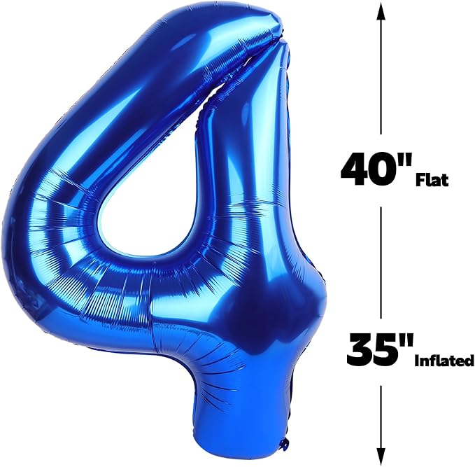 Navy Blue Number 4 Balloon 40 inch, 4th Birthday Party Balloons Decorations | - Image 2