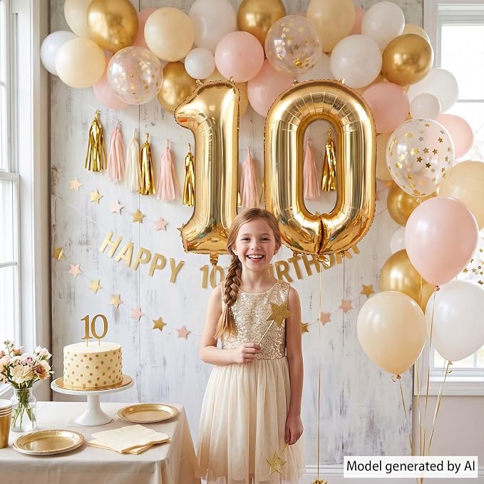 White Gold Number 0 Balloon 40 Inch, Champagne Foil Digit Decoration | Sand - Image 6