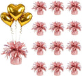 Glitter Rose Gold Balloon Weights, 12 Pack | Glitter rose gold PET film; helium by Unknown
