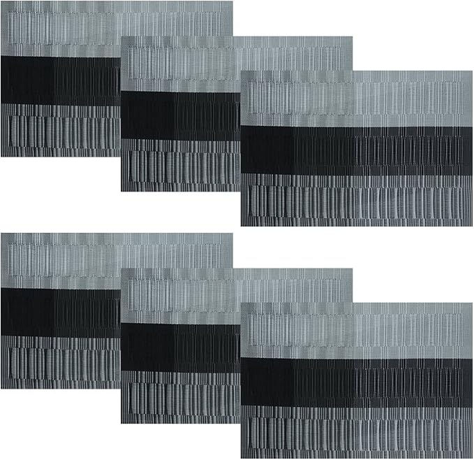 SHACOS Woven Vinyl Placemats for Dining Table Set of 6 Non Slip PVC Bamboo - Image 3
