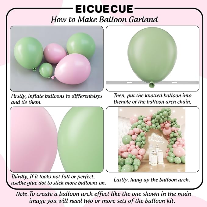 Pink and Green Balloons Garland Arch Kit 154Pcs - Image 3