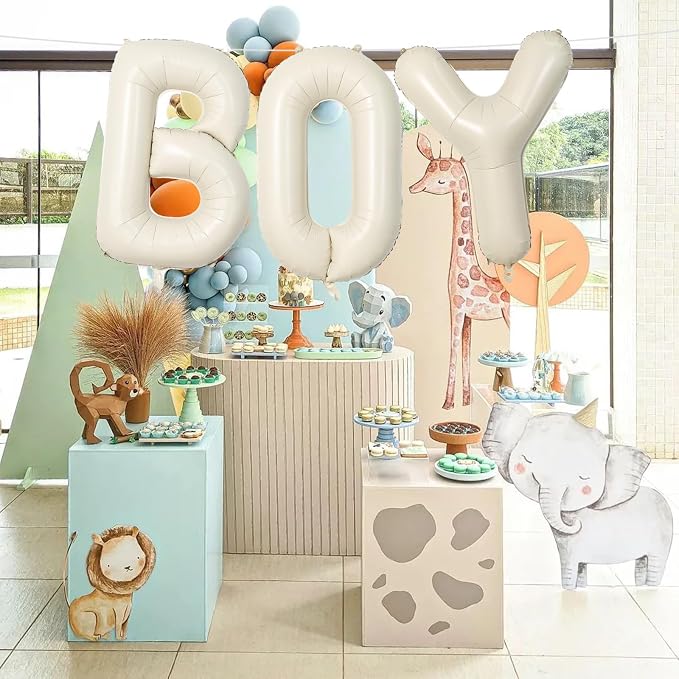 40 Inch Beige BOY Balloons, Large Cream White Sand BOY Balloon Letters - Image 6