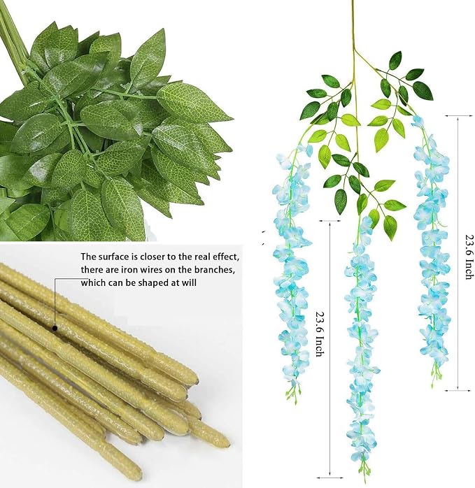 Artificial Wisteria Hanging Flowers-Fake Wisteria Flower Garland Silk Vines - Image 6