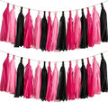 Hot Pink and Black Tassel Garland Banner, 30 Pack Paper Tassels Streamers by SIPRKAICT
