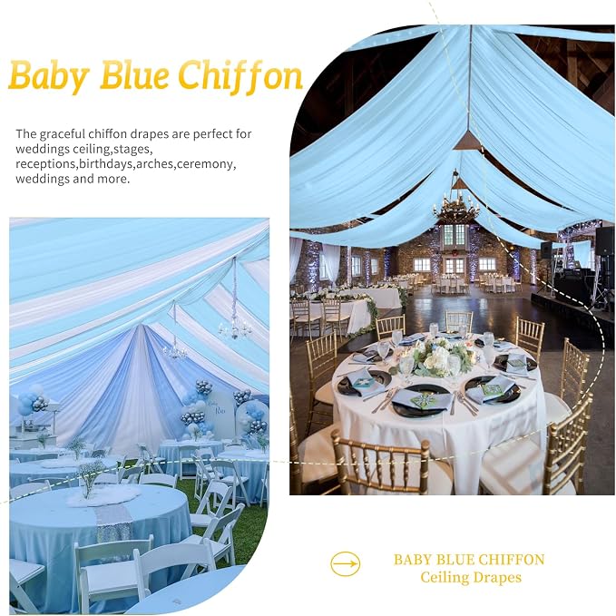 6 Panels Baby Blue Ceiling Drapes - Image 8