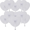 100 Pcs White Heart Paper Fans | Foldable Handheld Fans by Bestage