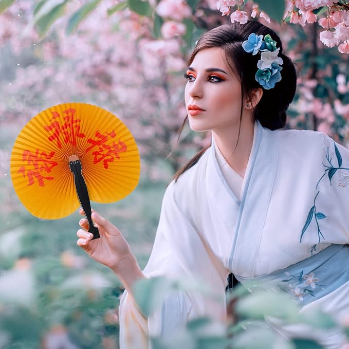 Jetec 15 Pcs Chinese Folding Hand Fans, Oriental Japanese Paper Handheld Fans - Image 6