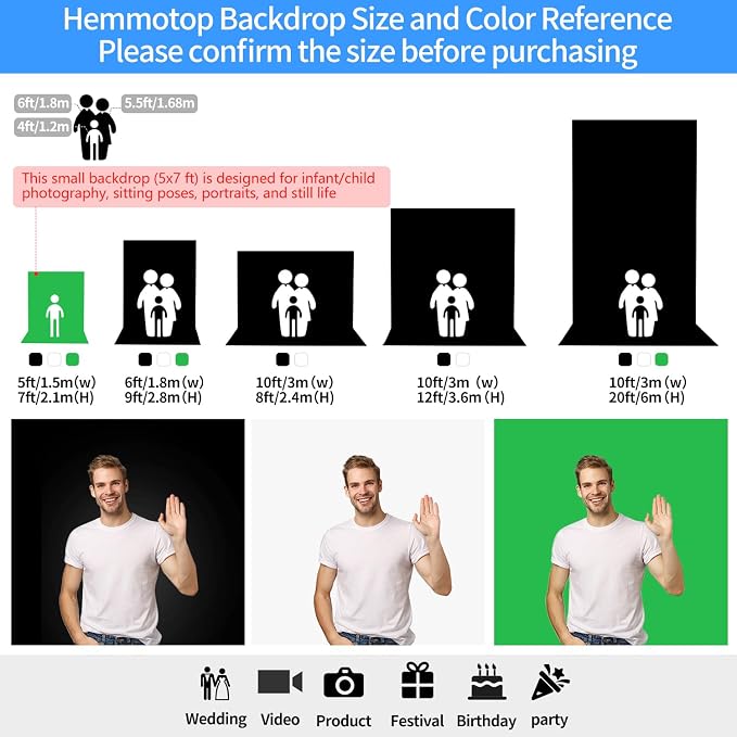 Hemmotop Black Backdrop Background Curtain 5x7 ft | Polyester, Drapes Well - Image 9