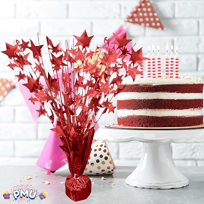 PMU 3 Pack Bursting Star Metallic Foil Spray Centerpiece- Red Prismatic Balloon - Image 6