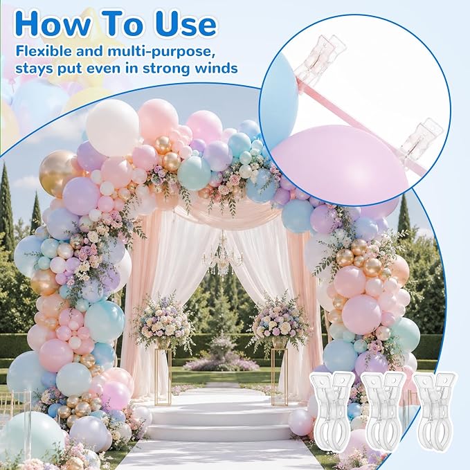 EMART 20 Pack Balloon Arch Clips Plastic Clear Large Towel Clips 3.5 Inch Heavy - Image 3