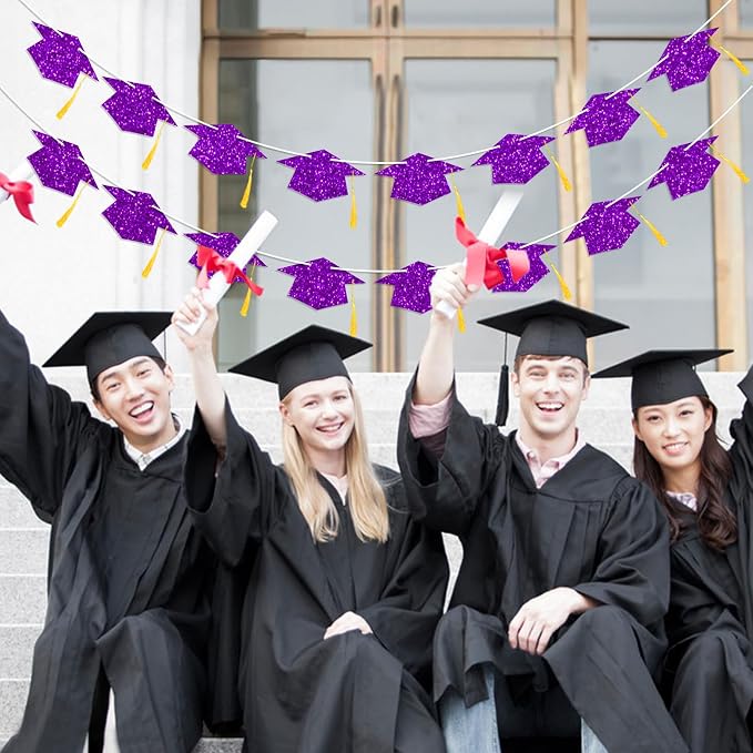 Graduation Decorations Class of 2026 Purple Graduation Cap Banner - Image 6
