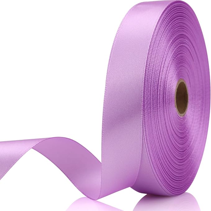 7/8 Inch 60 Yards Lilac Purple Satin Craft Ribbon-Single Face Polyester Ribbon by Unknown