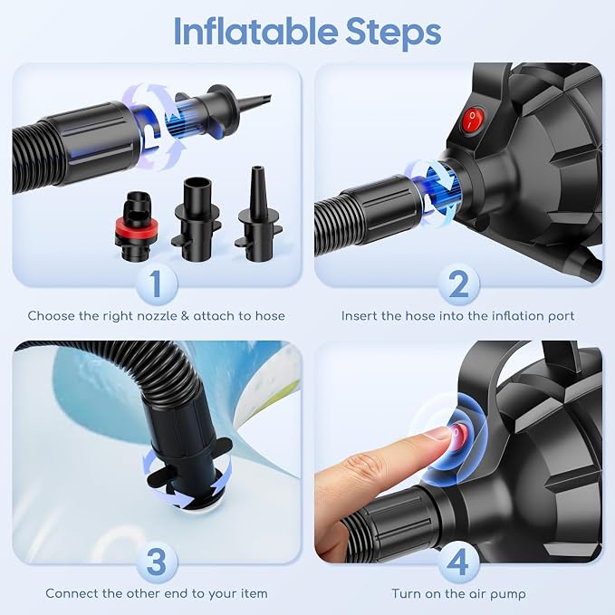 Electric Air Pump for Inflatables, Air Mattress – 500W/650W Quick-Fill - Image 6