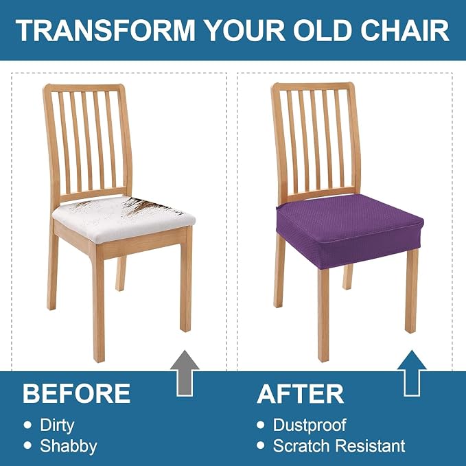 Smiry Waterproof Seat Covers for Dining Room Chairs, No Rear Covers | Stretch - Image 7