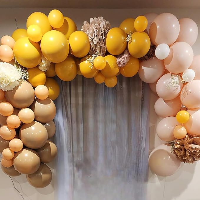 Mustard Yellow and Beige Balloon Garland Kit, Pastel Yellow Cream White Sand - Image 6