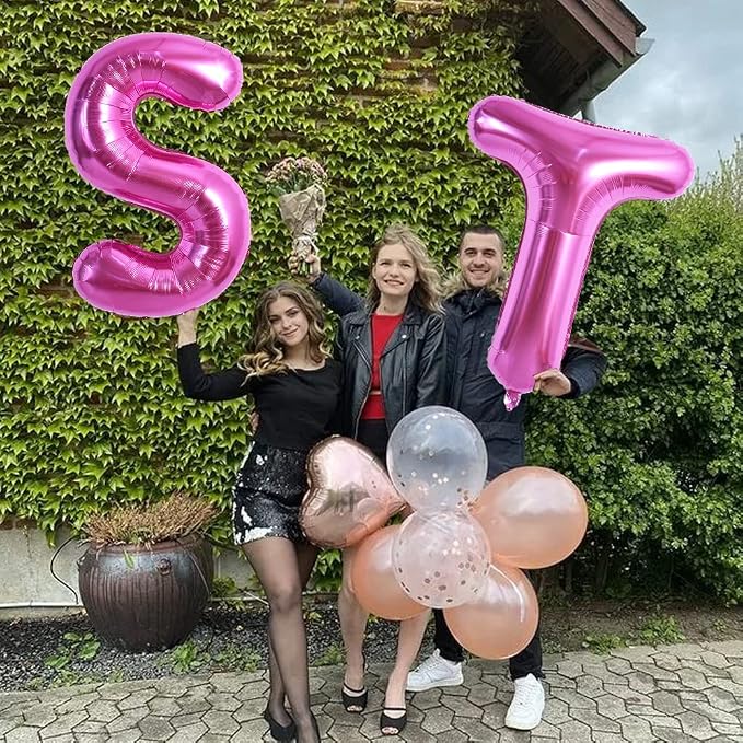 TONIFUL 40 Inch Large Rose Red Letter T Balloon - Image 5