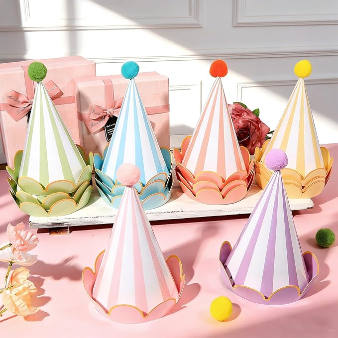 24pcs Pastel Birthday Party Hats - Image 4