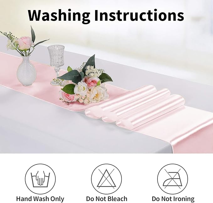 10-Pack Satin Table Runner Rose Gold 12 x 108 inches Long, Table Runners - Image 6