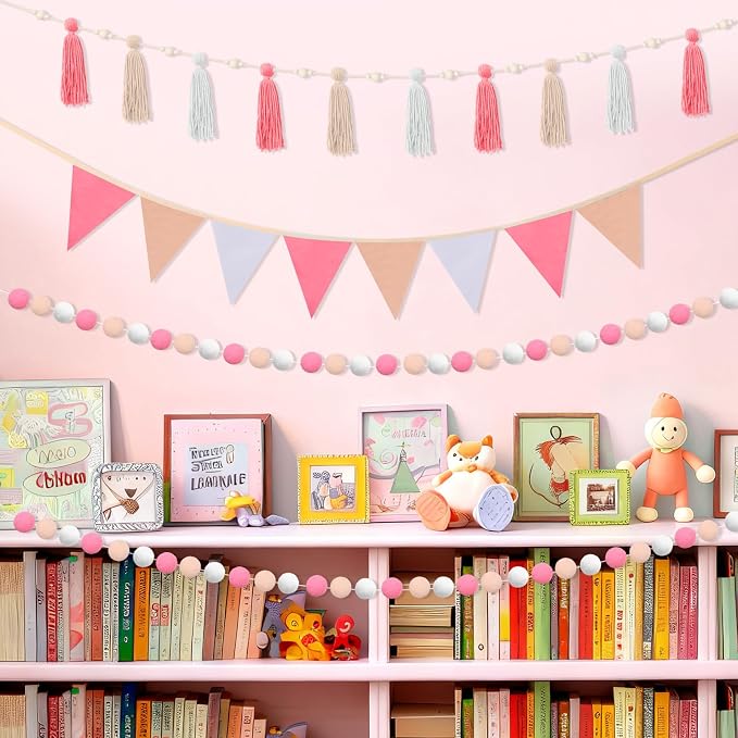 Hahafelt 4 Pcs Baby Shower Party Decoration Kit Pennant Bunting Banner Tassel - Image 8