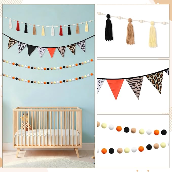 Hahafelt 4 Pcs Baby Shower Party Decoration Kit Pennant Bunting Banner Tassel - Image 7