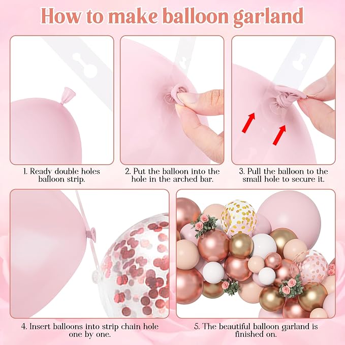 Amandir 135pcs Rose Gold Balloons Pink Girl Baby Shower Decorations | Butterfly - Image 5