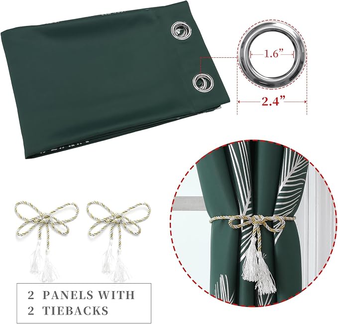 Green Blackout Curtains for Living Room 90 Inch Length 2 Panels Set, Room - Image 4