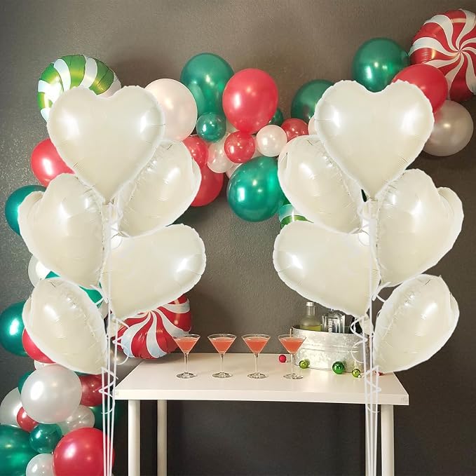 TONIFUL 30 Pcs Cream White Heart Balloons 18 Inch Heart Shape Foil Balloon | - Image 6