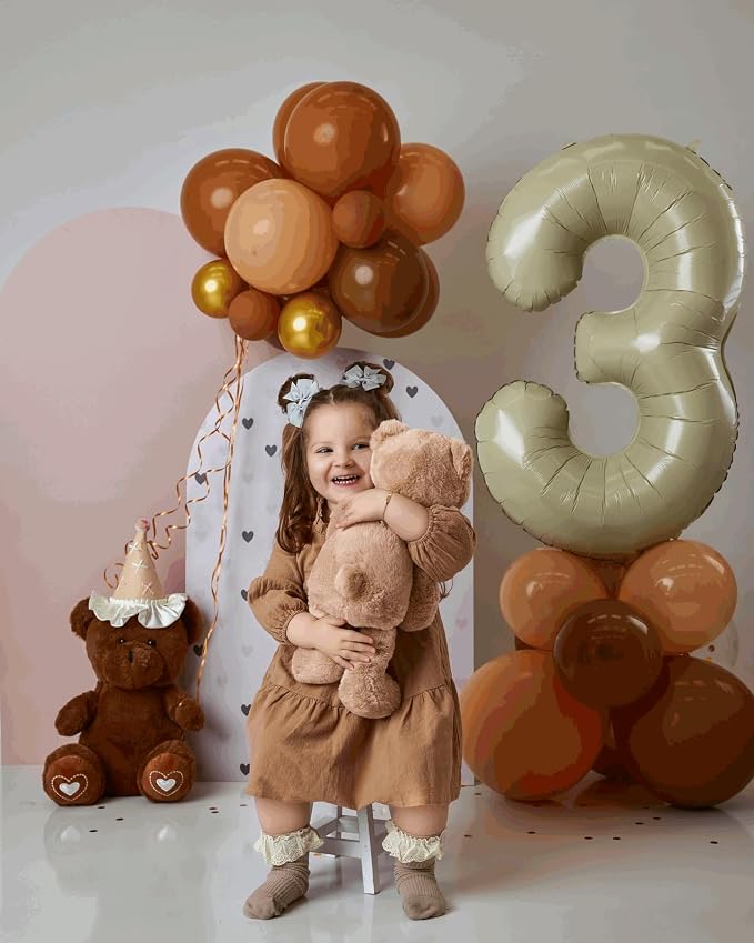 3 Balloon - Cream Birthday Number Balloons, 40 Inch Decorations Men Women | - Image 7