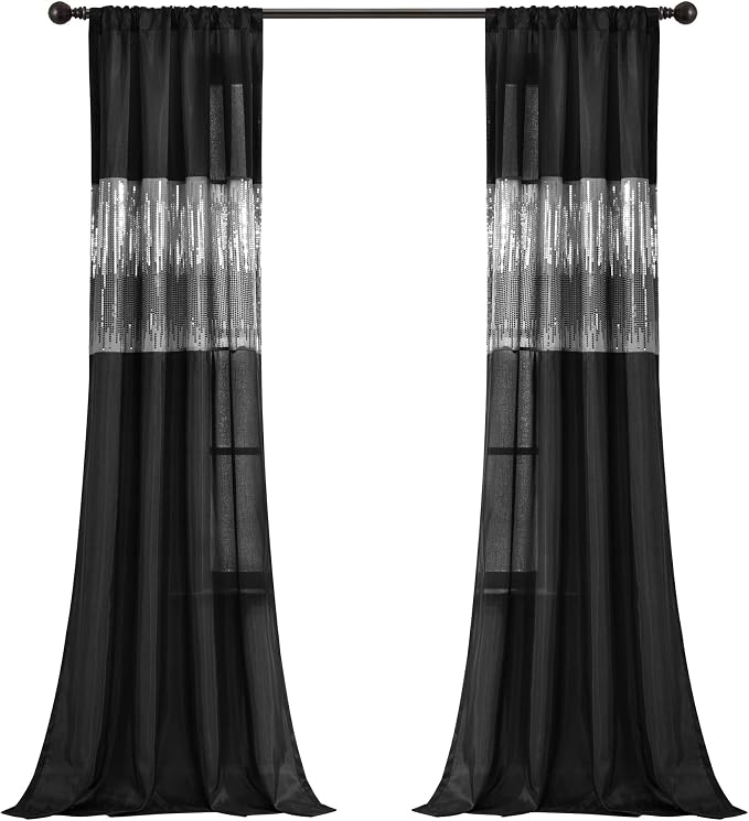 Lush Decor Night Sky Window Curtain Panel, Single 42"W x 95"L Black - Image 9