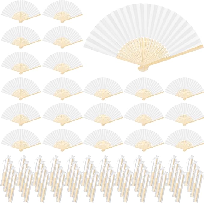 Aodaer 72 Pieces White Folding Fans by Aodaer