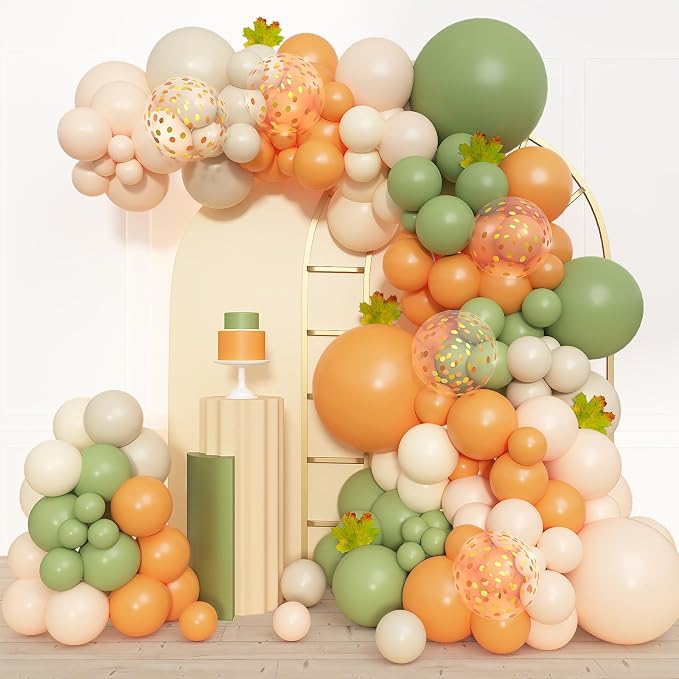 Amandir 153pcs Green Orange Balloon Garland Arch Kit Different Sizes | 18 12 10 by Amandir
