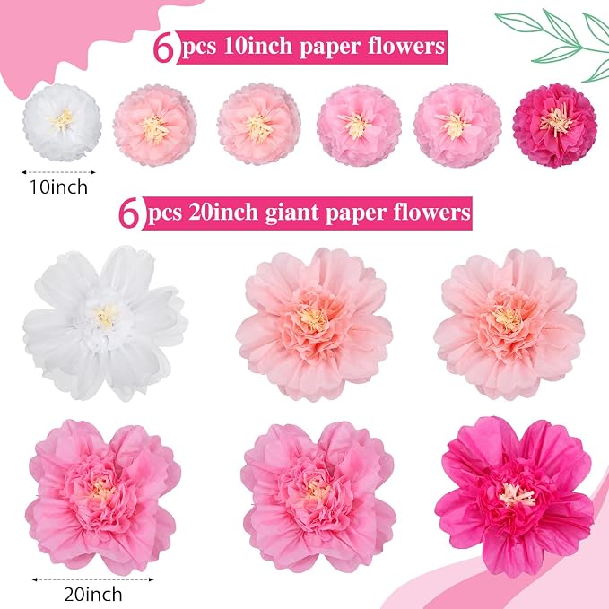 TaoBary Large Colorful Tissue Paper Flowers Giant Fiesta Paper Pom Poms - Image 2
