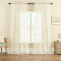 Cream Lace Curtains 108 Inches Long 2 Panels Victorian Floral Sheer Curtains by SEEKRIGHTHomeDecor