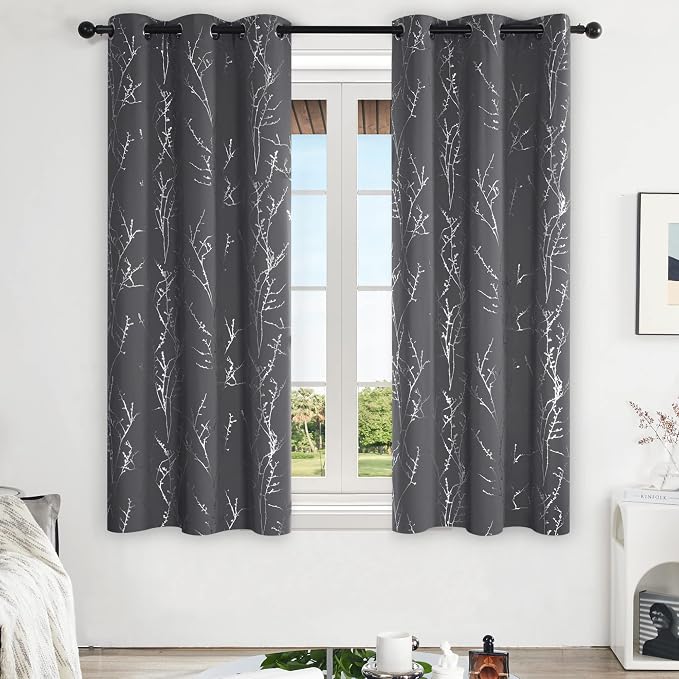 Deconovo Living Room Curtains 63 Inches Long, Thermal Insulated, Room Darkening - Image 2