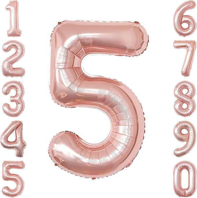 Rose Gold Number 5 Balloon 40 Inch, ustrous Rose Foil by Unknown