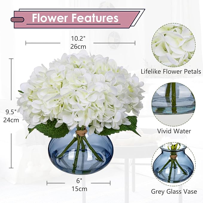 Hollyone White Hydrangea Artificial Flowers - Image 3